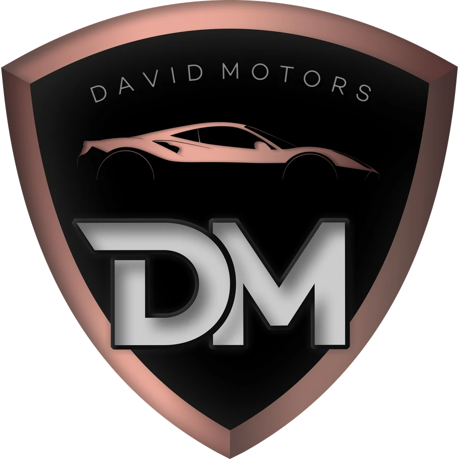 DAVID MOTOR'S címer logó, rose gold pajzs DM monogrammal